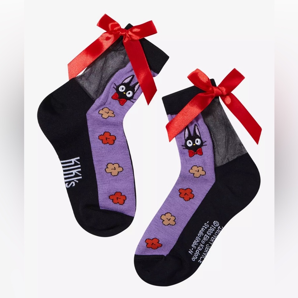 Studio Ghibli Kiki's Delivery Service Jiji Bow Mesh Ankle‎ Socks Hot Topic